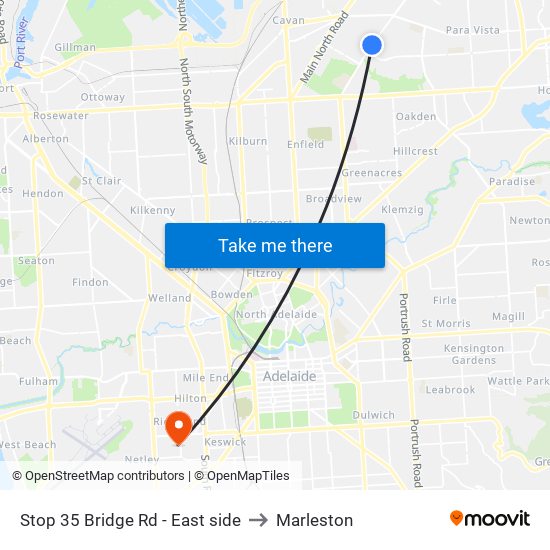 Stop 35 Bridge Rd - East side to Marleston map