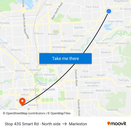 Stop 43S Smart Rd - North side to Marleston map