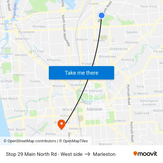 Stop 29 Main North Rd - West side to Marleston map