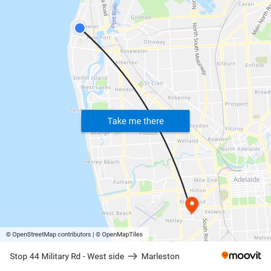 Stop 44 Military Rd - West side to Marleston map