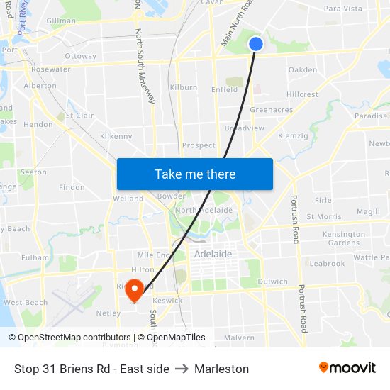 Stop 31 Briens Rd - East side to Marleston map