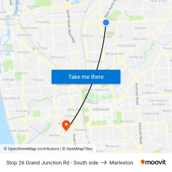 Stop 26 Grand Junction Rd - South side to Marleston map