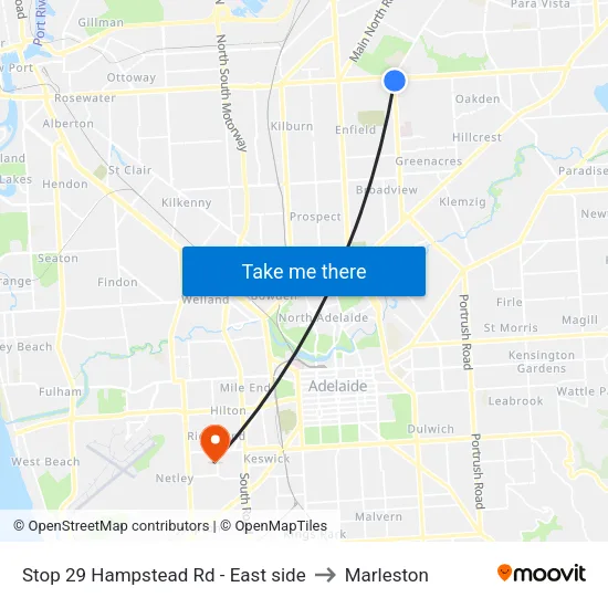 Stop 29 Hampstead Rd - East side to Marleston map
