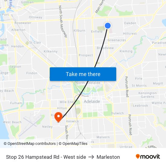 Stop 26 Hampstead Rd - West side to Marleston map