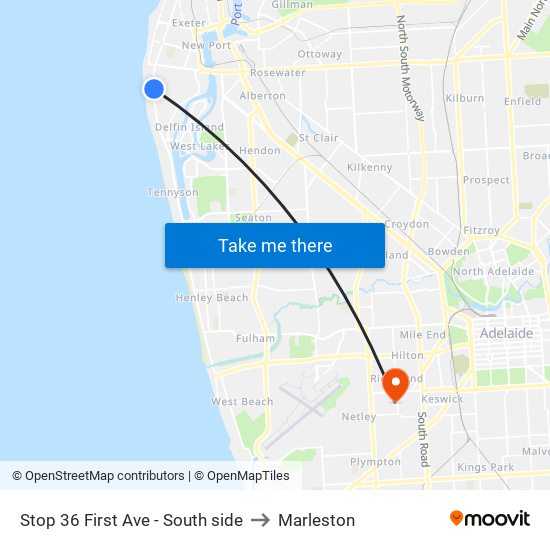 Stop 36 First Ave - South side to Marleston map