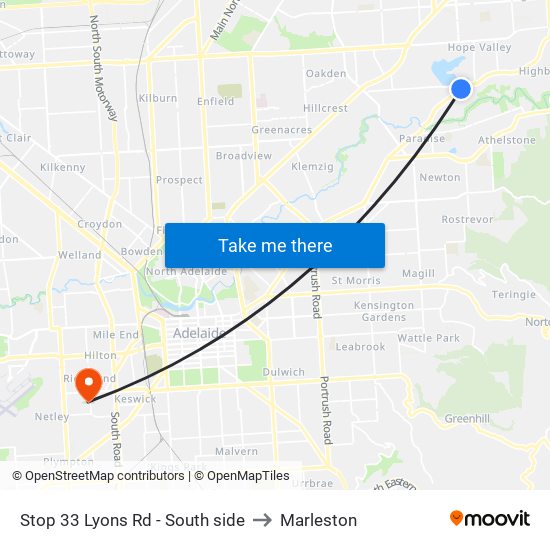 Stop 33 Lyons Rd - South side to Marleston map