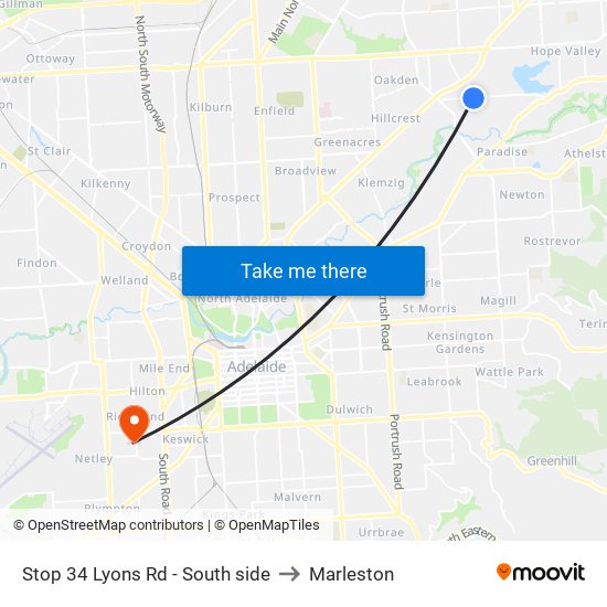 Stop 34 Lyons Rd - South side to Marleston map