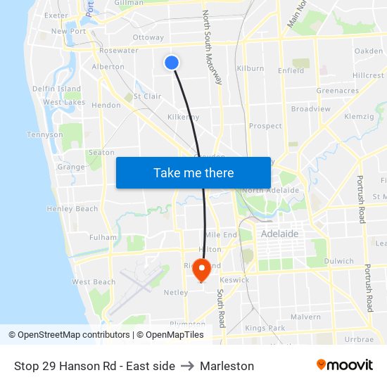 Stop 29 Hanson Rd - East side to Marleston map