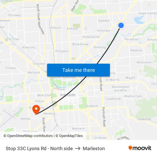 Stop 33C Lyons Rd - North side to Marleston map