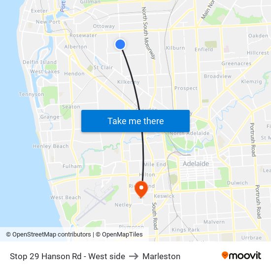 Stop 29 Hanson Rd - West side to Marleston map