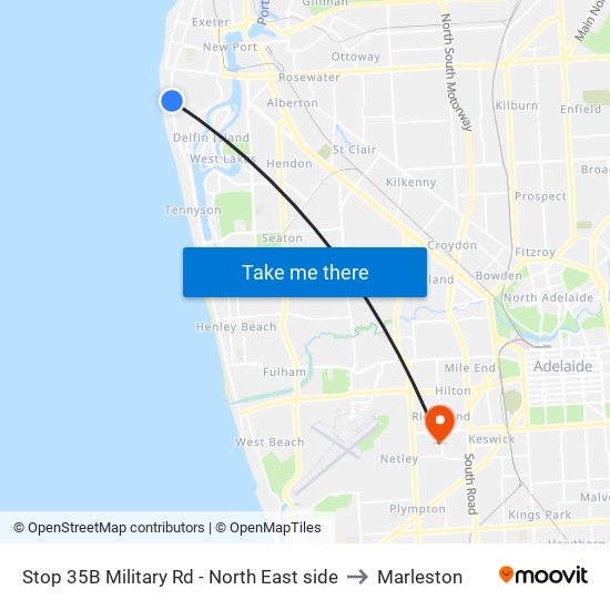 Stop 35B Military Rd - North East side to Marleston map