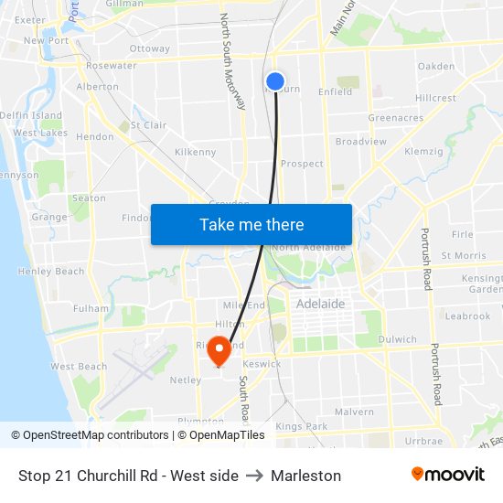 Stop 21 Churchill Rd - West side to Marleston map