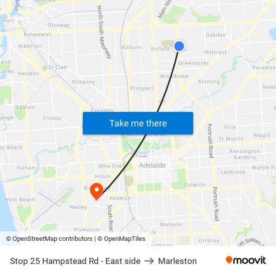 Stop 25 Hampstead Rd - East side to Marleston map