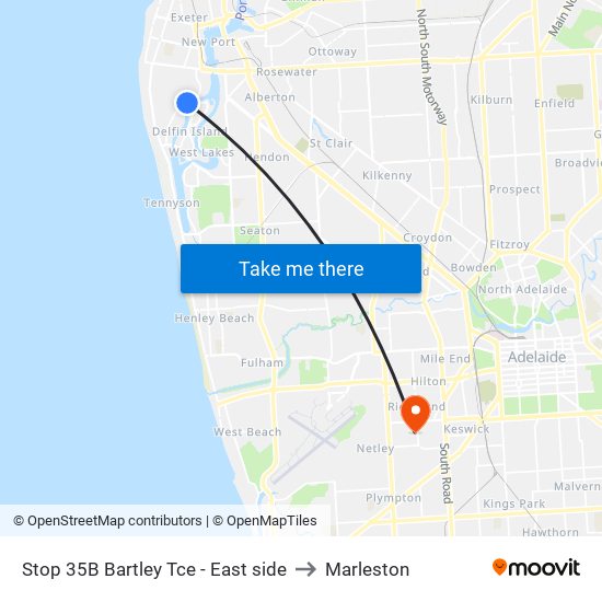 Stop 35B Bartley Tce - East side to Marleston map