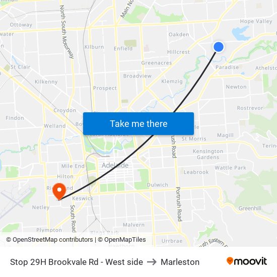 Stop 29H Brookvale Rd - West side to Marleston map