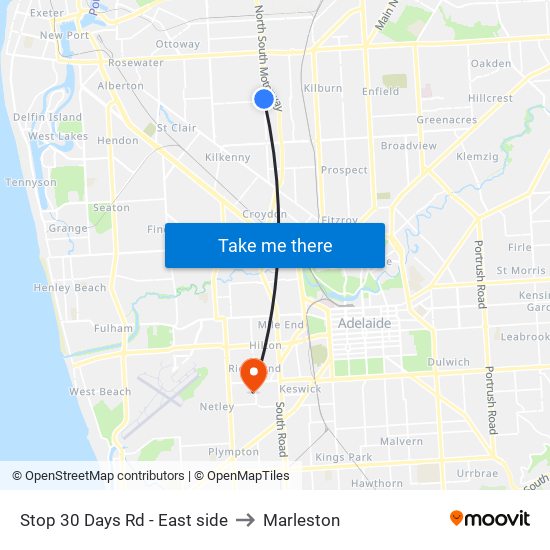 Stop 30 Days Rd - East side to Marleston map