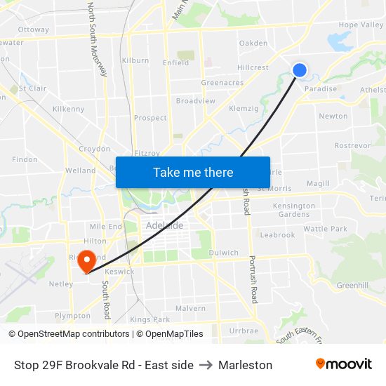 Stop 29F Brookvale Rd - East side to Marleston map