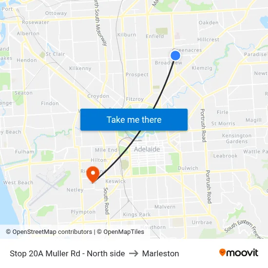 Stop 20A Muller Rd - North side to Marleston map