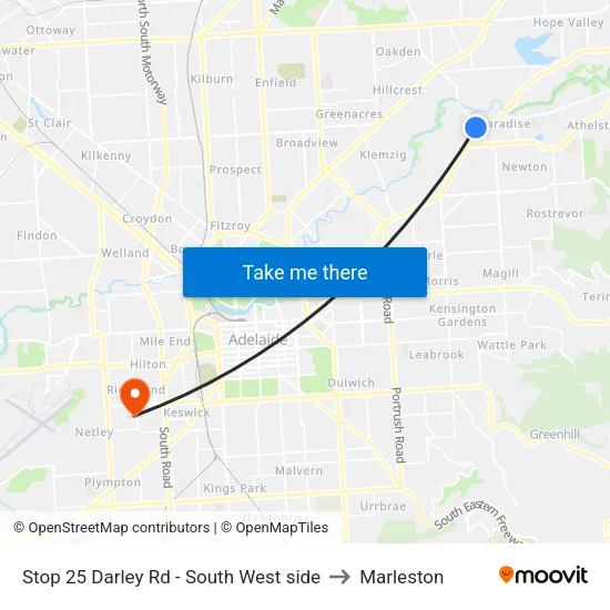 Stop 25 Darley Rd - South West side to Marleston map