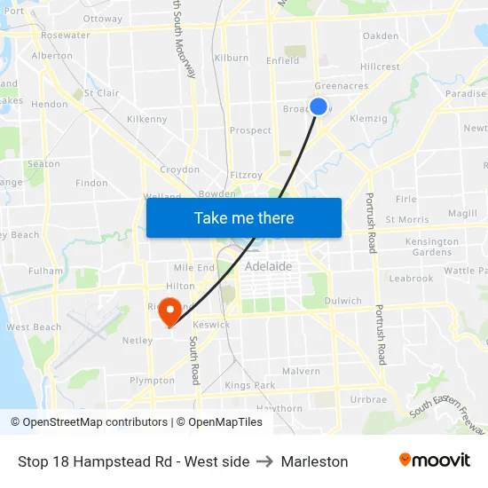 Stop 18 Hampstead Rd - West side to Marleston map