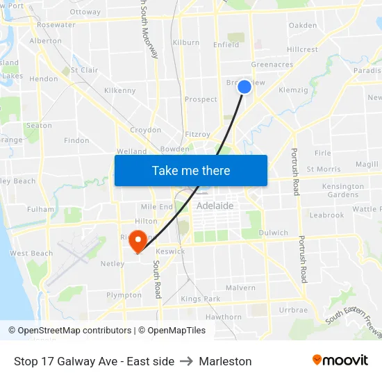 Stop 17 Galway Ave - East side to Marleston map