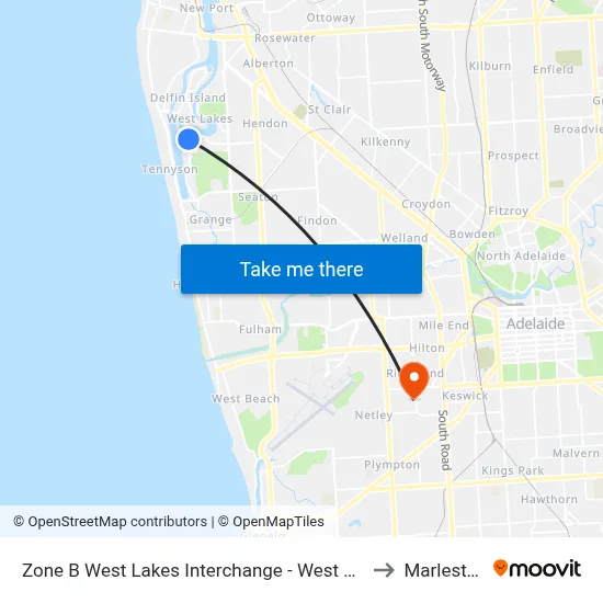 Zone B West Lakes Interchange - West side to Marleston map