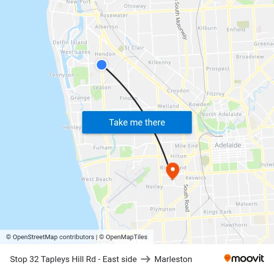 Stop 32 Tapleys Hill Rd - East side to Marleston map
