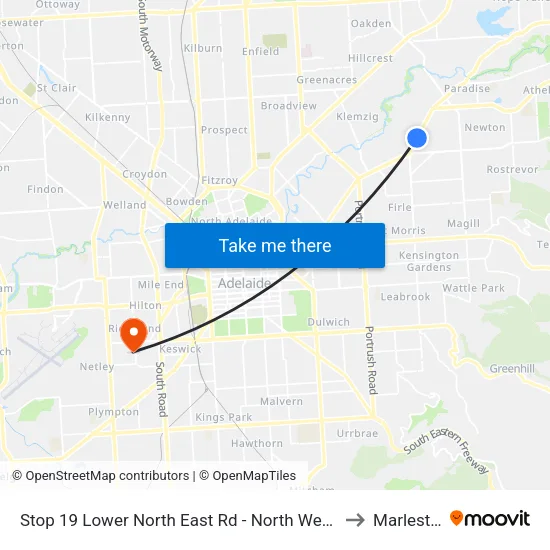 Stop 19 Lower North East Rd - North West side to Marleston map