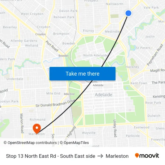 Stop 13 North East Rd - South East side to Marleston map