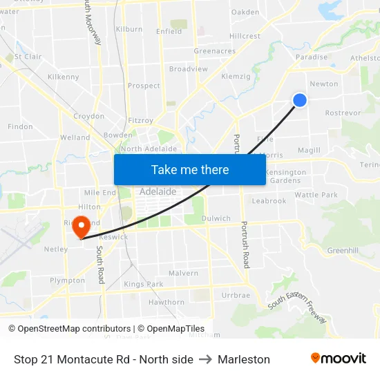 Stop 21 Montacute Rd - North side to Marleston map