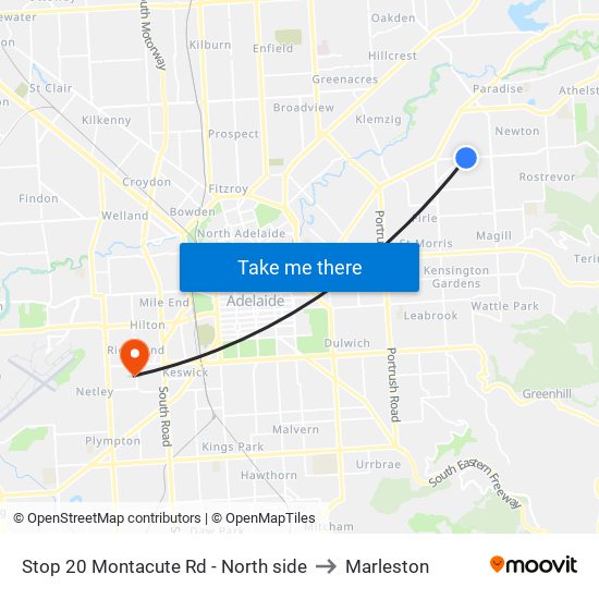 Stop 20 Montacute Rd - North side to Marleston map