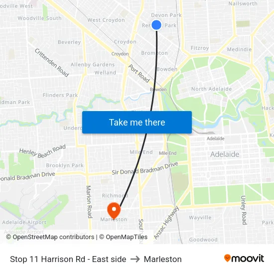 Stop 11 Harrison Rd - East side to Marleston map
