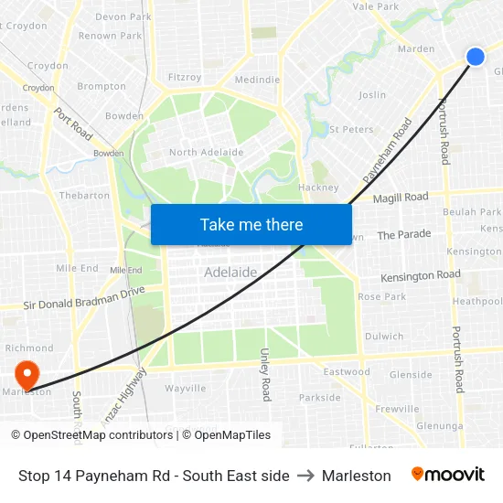 Stop 14 Payneham Rd - South East side to Marleston map