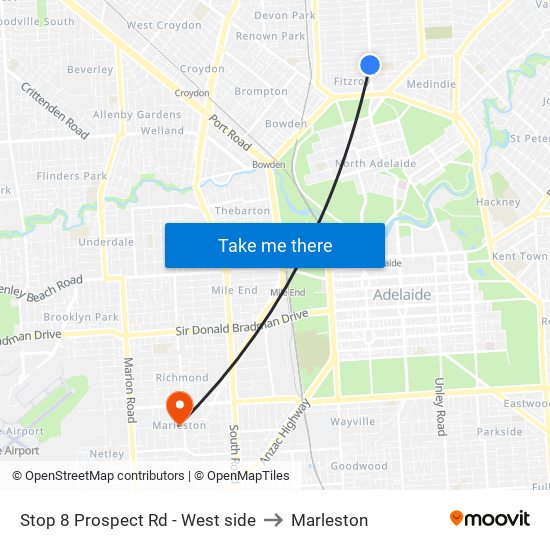 Stop 8 Prospect Rd - West side to Marleston map