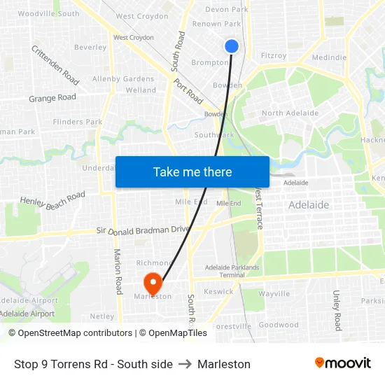 Stop 9 Torrens Rd - South side to Marleston map