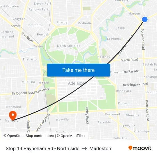 Stop 13 Payneham Rd - North side to Marleston map