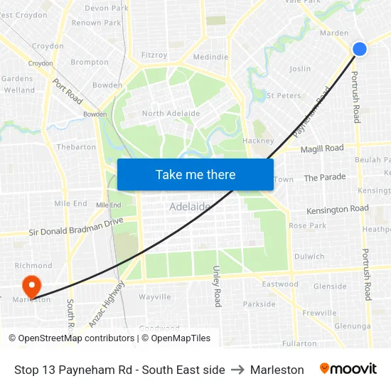 Stop 13 Payneham Rd - South East side to Marleston map