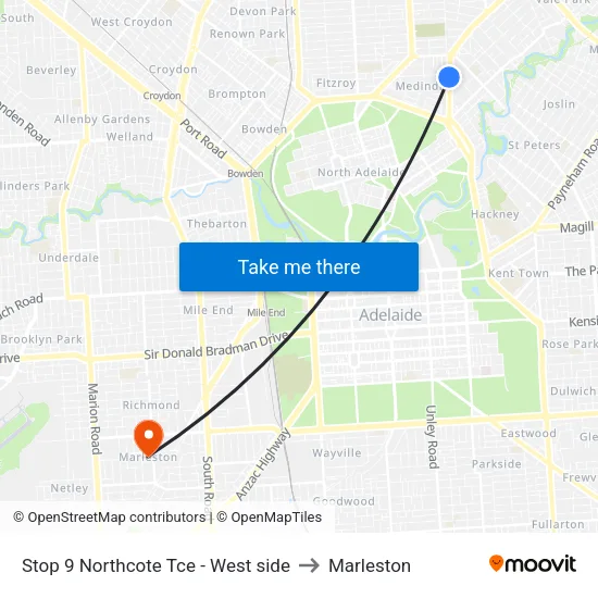 Stop 9 Northcote Tce - West side to Marleston map