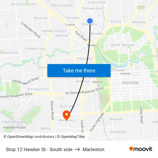 Stop 12 Hawker St - South side to Marleston map
