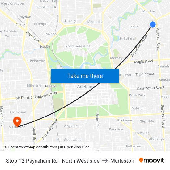 Stop 12 Payneham Rd - North West side to Marleston map