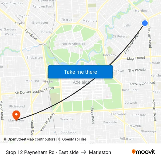 Stop 12 Payneham Rd - East side to Marleston map