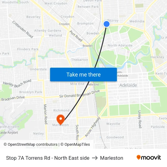 Stop 7A Torrens Rd - North East side to Marleston map