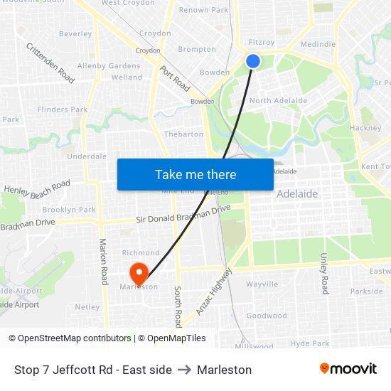 Stop 7 Jeffcott Rd - East side to Marleston map