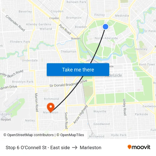 Stop 6 O'Connell St - East side to Marleston map