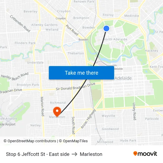 Stop 6 Jeffcott St - East side to Marleston map
