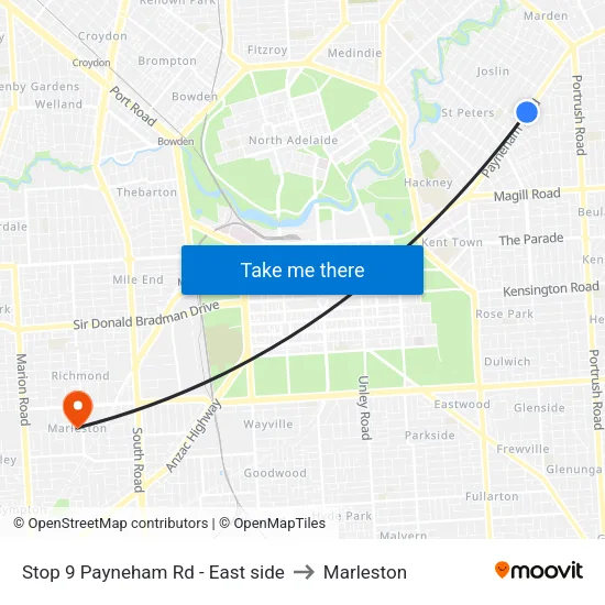 Stop 9 Payneham Rd - East side to Marleston map