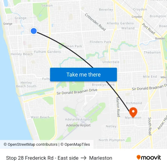 Stop 28 Frederick Rd - East side to Marleston map