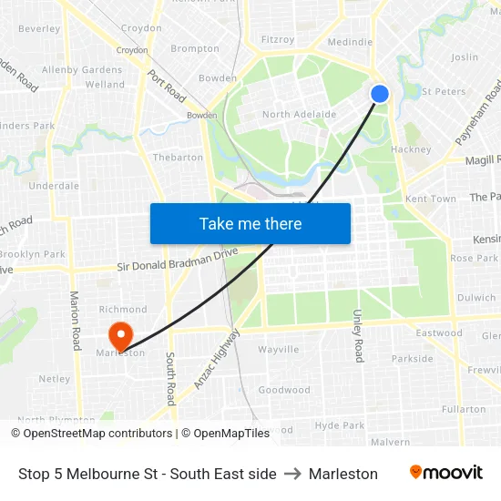Stop 5 Melbourne St - South East side to Marleston map