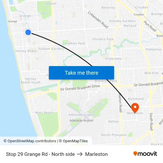Stop 29 Grange Rd - North side to Marleston map