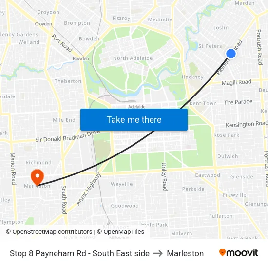 Stop 8 Payneham Rd - South East side to Marleston map